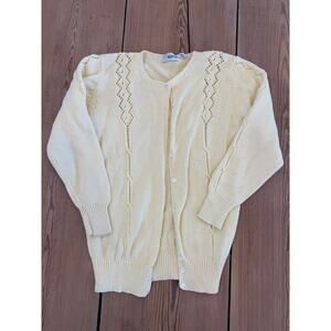 Vintage Butter‎ Yellow Knit Cardigan Button Up Cotton Small